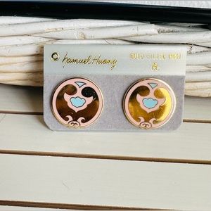 NWT Cloisonné Pierced Earrings Tibetan Symbol by Samuel Huang designer